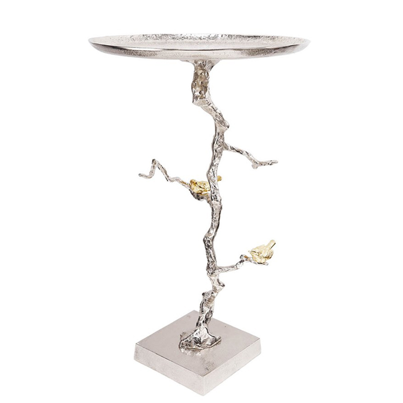 Приставной столик Tree Branch & Bird Сатиновое Серебро Золотой Приставной столик Tree Branch & Bird Сатиновое Серебро Золотой во Владивостоке | Loft Concept