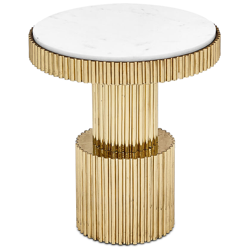 Приставной стол Brass Column Side Table Белый Латунь Приставной стол Brass Column Side Table Белый Латунь во Владивостоке | Loft Concept