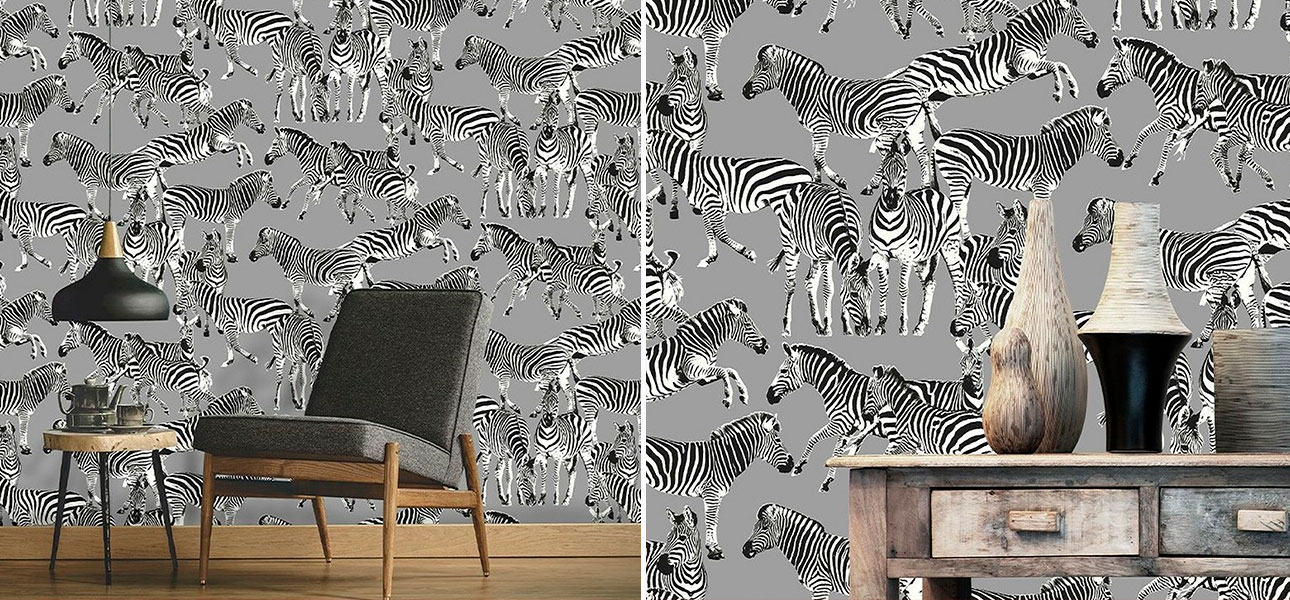 Обои ручная роспись Zebras Mid Grey - фото