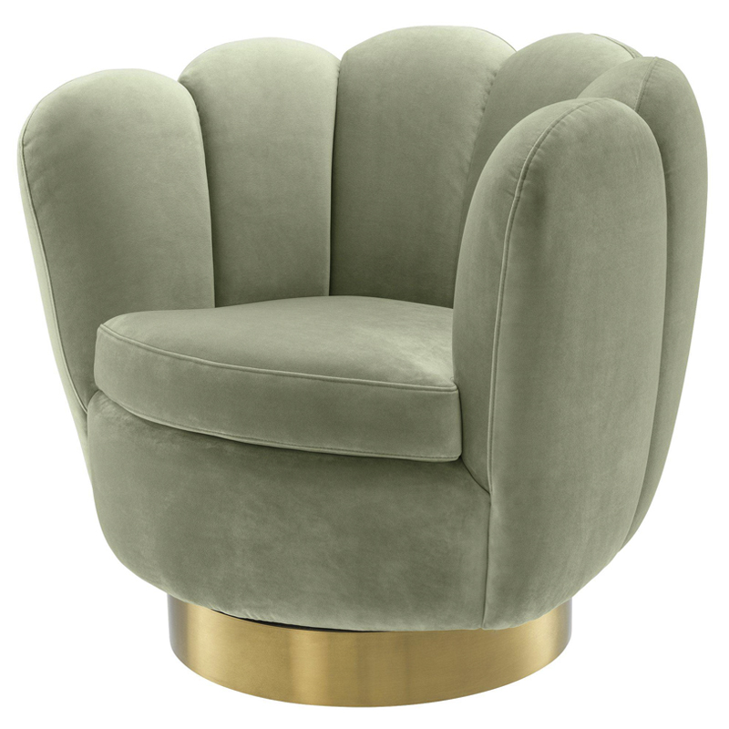 Кресло Eichholtz Swivel Chair Mirage pistache green Зеленый шалфей Матовая латунь Кресло Eichholtz Swivel Chair Mirage pistache green Зеленый шалфей Матовая латунь во Владивостоке | Loft Concept