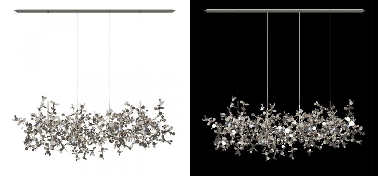 Люстра Terzani Argent Suspension Linear Silver  длина 120 см - фото