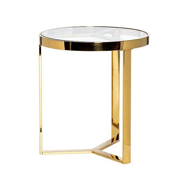 Приставной стол Neoclassic Tee Gold Золотой Прозрачное Стекло во Владивостоке | Loft Concept 