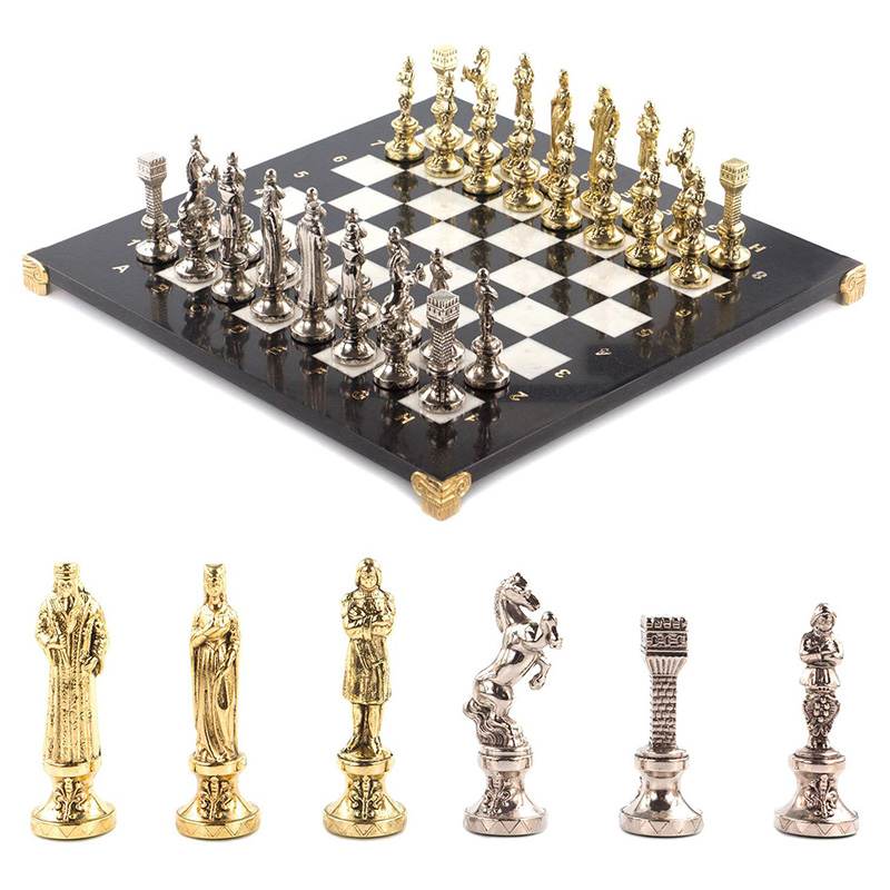 Шахматы Ренессанс с доской из натурального мрамора Decorative Thematic Chess Золотой Серебряный Черный Белый Шахматы Ренессанс с доской из натурального мрамора Decorative Thematic Chess Золотой Серебряный Черный Белый во Владивостоке | Loft Concept