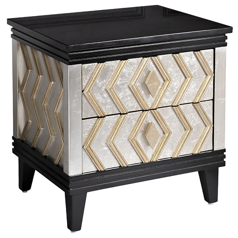 Тумба с каменной столешницей Birgit Nightstand Черный Серебряный Тумба с каменной столешницей Birgit Nightstand Черный Серебряный во Владивостоке | Loft Concept