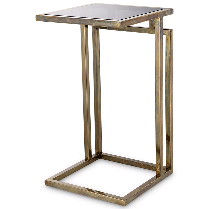 Приставной стол Eichholtz Side Table Marcus Brass Латунь Стекло Смок Приставной стол Eichholtz Side Table Marcus Brass Латунь Стекло Смок во Владивостоке | Loft Concept