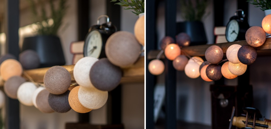 Гирлянда хлопковые фонарики Сotton Ball Clay - Loft-Concept во Владивостоке