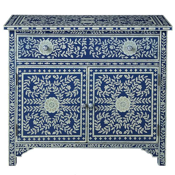 Комод инкрустация костью ORIENTAL Indian синий орнамент Синий Комод инкрустация костью ORIENTAL Indian синий орнамент Синий во Владивостоке | Loft Concept