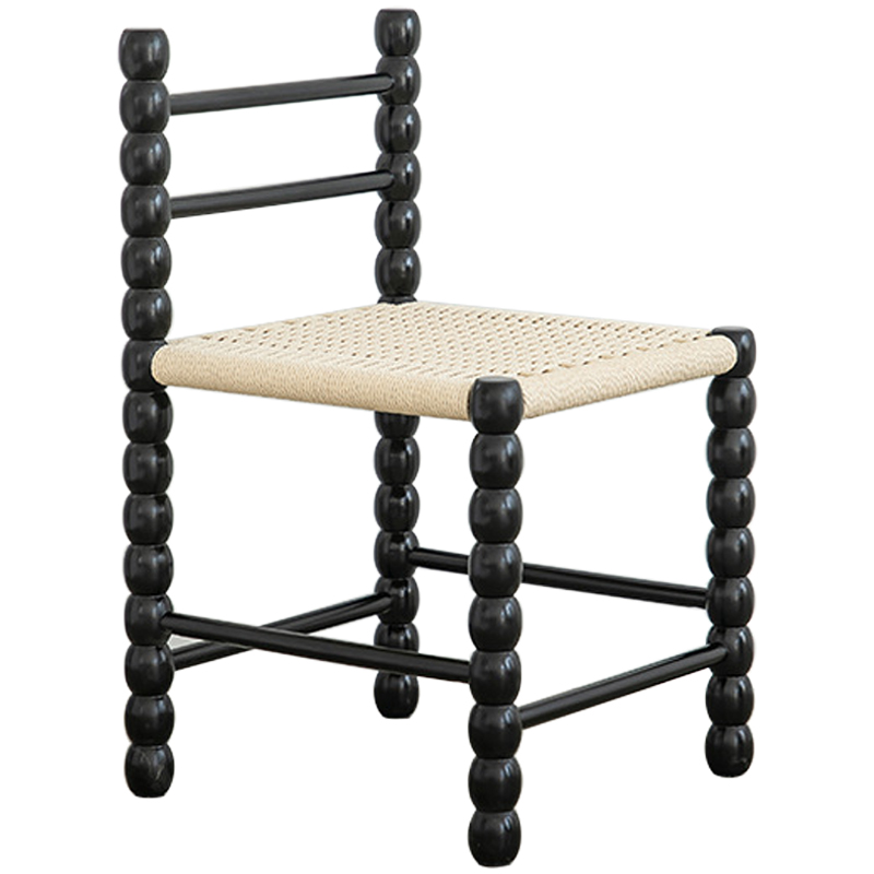 Стул French Corner Chair Black Черный Бежевый Стул French Corner Chair Black Черный Бежевый во Владивостоке | Loft Concept