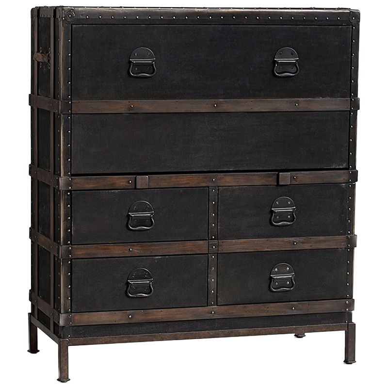 Комод в винтажном стиле Derik Vintage Chest of Drawers Черный Черный Коричневый винтаж Комод в винтажном стиле Derik Vintage Chest of Drawers Черный Черный Коричневый винтаж во Владивостоке | Loft Concept