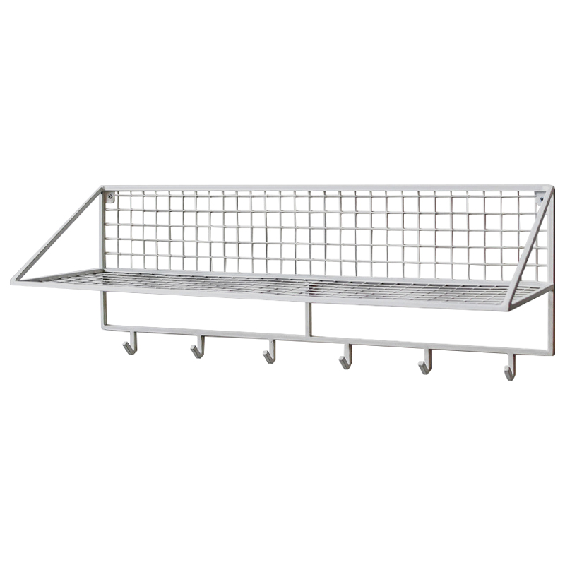 Вешалка с полкой Rhian Industrial Metal Rust Shelf White Белый Вешалка с полкой Rhian Industrial Metal Rust Shelf White Белый во Владивостоке | Loft Concept