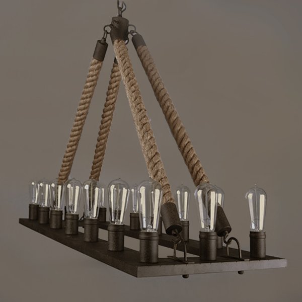 Люстра Square Large Loft Rope Light Черный Люстра Square Large Loft Rope Light Черный во Владивостоке | Loft Concept