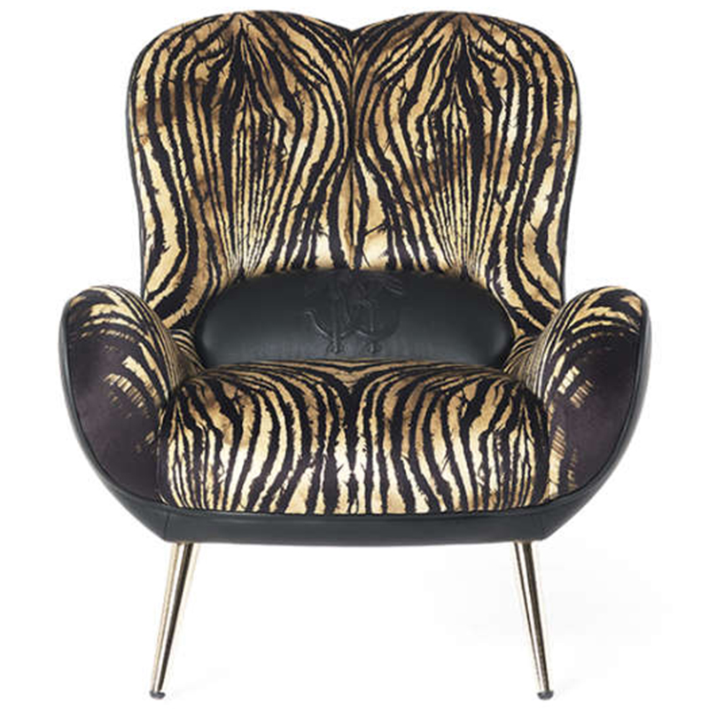 Дизайнерское Кресло Tifnit Armchairs стиль Roberto Cavalli II Черный Бежевый Золотой Дизайнерское Кресло Tifnit Armchairs стиль Roberto Cavalli II Черный Бежевый Золотой во Владивостоке | Loft Concept