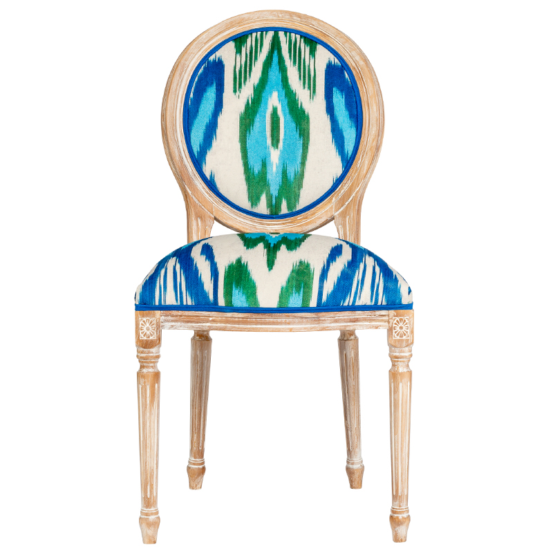 Мягкий стул с узором Ikat Pattern Белый Коричневый Мульти Мягкий стул с узором Ikat Pattern Белый Коричневый Мульти во Владивостоке | Loft Concept