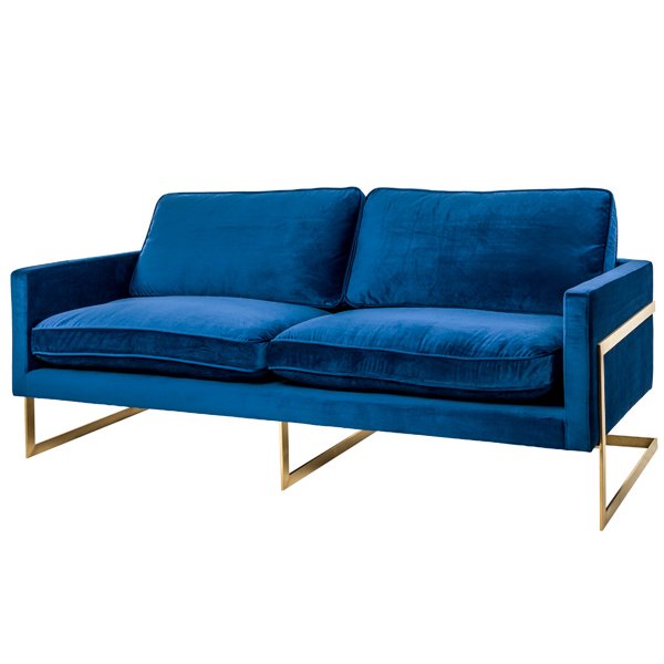 Диван бархатный Accent Velvet Sofa Золотой Синий Диван бархатный Accent Velvet Sofa Золотой Синий во Владивостоке | Loft Concept