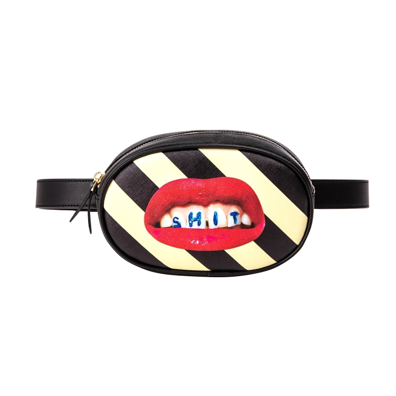 Поясная сумка Seletti Shit Striped Черный Красный Белый Поясная сумка Seletti Shit Striped Черный Красный Белый во Владивостоке | Loft Concept