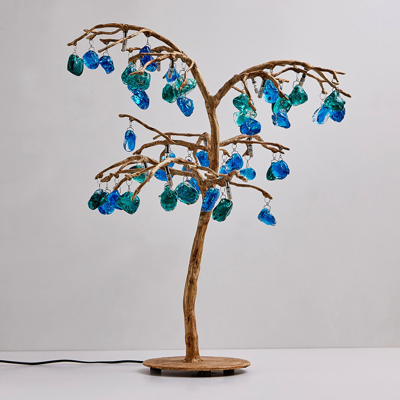 Настольная лампа Precious Tree Table lamp Винтажное Темное Золото Синий Бирюзовый Настольная лампа Precious Tree Table lamp Винтажное Темное Золото Синий Бирюзовый во Владивостоке | Loft Concept
