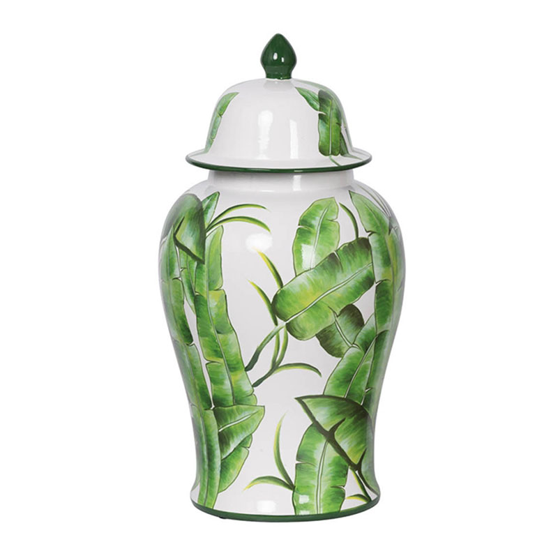 Ваза Vase Green Leaves I Белый Зеленый Ваза Vase Green Leaves I Белый Зеленый во Владивостоке | Loft Concept