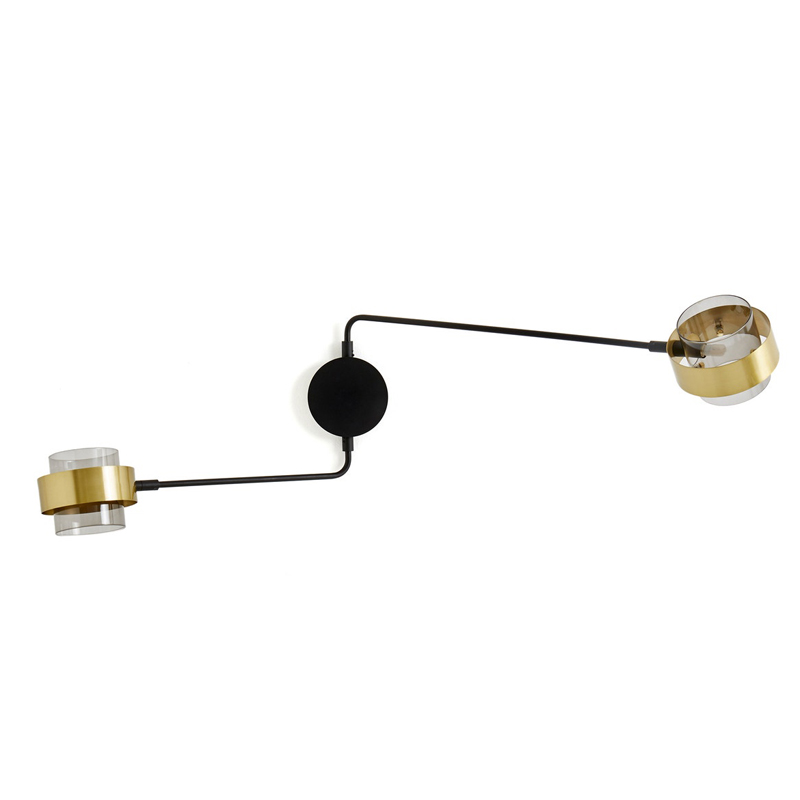 Бра Truvor Sconce Double Стекло Смок Латунь Черный Бра Truvor Sconce Double Стекло Смок Латунь Черный во Владивостоке | Loft Concept