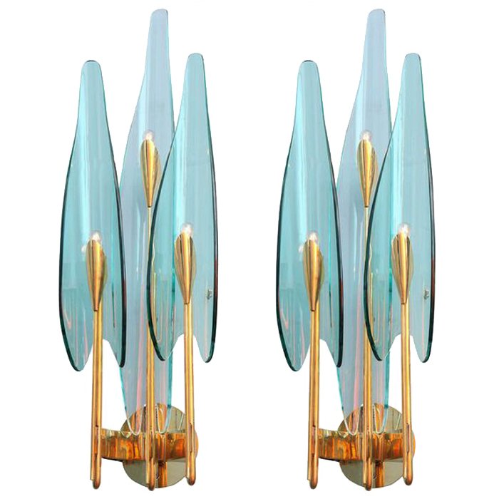 Бра Max Ingrand for Fontana Arte Sconces Золотой Синий Бра Max Ingrand for Fontana Arte Sconces Золотой Синий во Владивостоке | Loft Concept