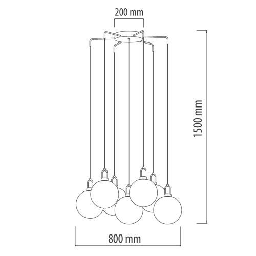 Люстра с 7-ю плафонами из прозрачного стекла в форме шара Orb Cascade  во Владивостоке