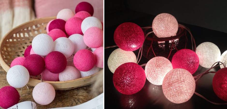 Гирлянда хлопковые фонарики Сotton Ball Pink - Loft-Concept во Владивостоке