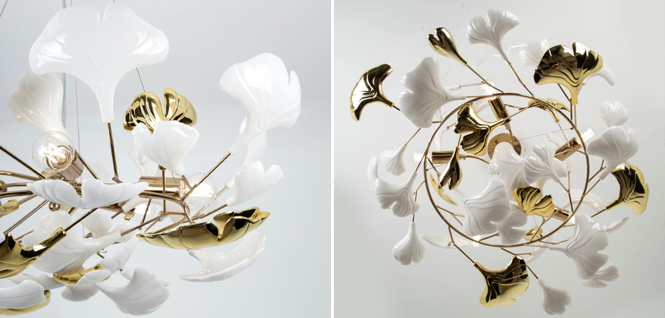 Люстра Wintery flover Gold с Белыми декоративными плафонами Люстра Wintery flover Gold с Белыми декоративными плафонами - Loft-Concept во Владивостоке