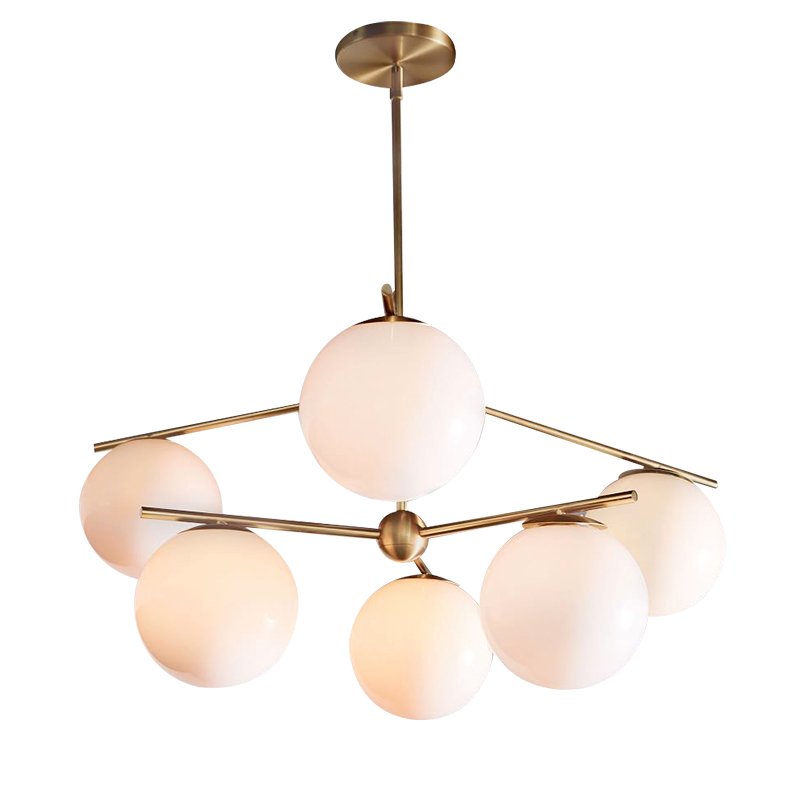 Люстра Sphere Stem 6-Light Chandelier Bronze Латунь Белый во Владивостоке | Loft Concept 