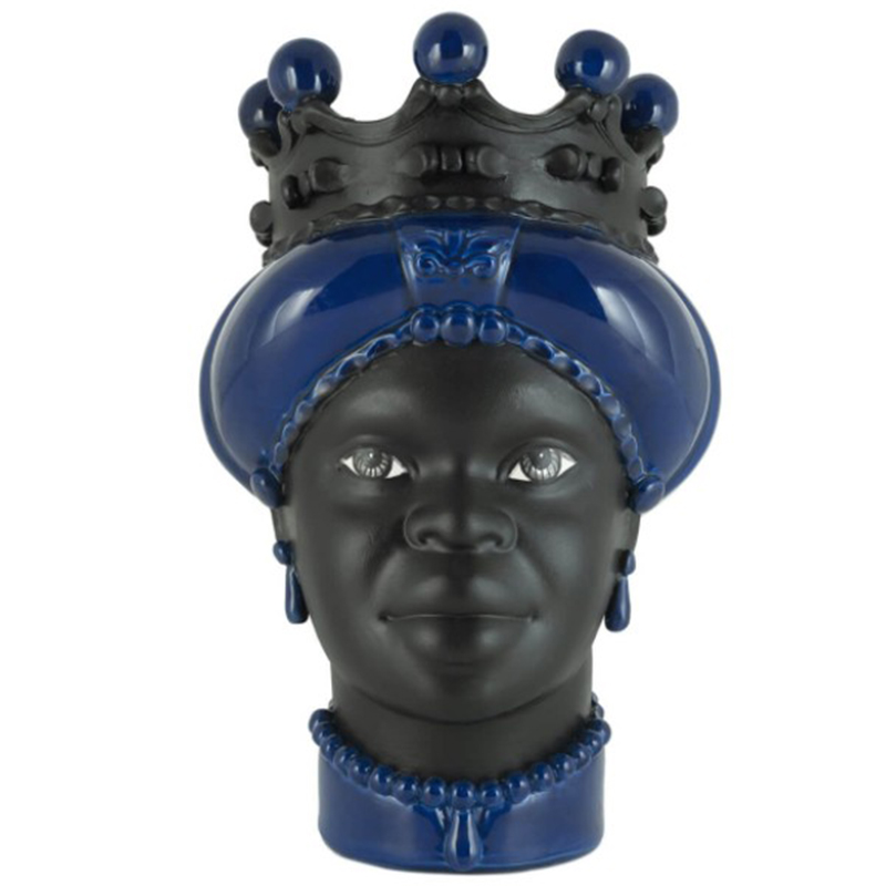 Ваза VASE MORO LADY CROWN DARK blue Черный Синий Ваза VASE MORO LADY CROWN DARK blue Черный Синий во Владивостоке | Loft Concept