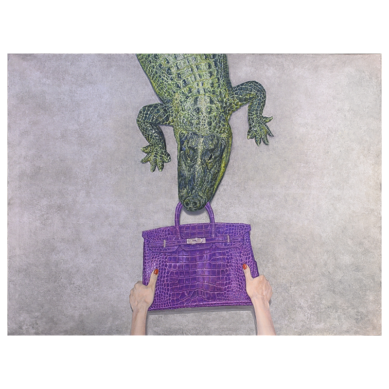 Картина Gator Birkin Hands Серый Фиолетовый Зеленый Красный Картина Gator Birkin Hands Серый Фиолетовый Зеленый Красный во Владивостоке | Loft Concept