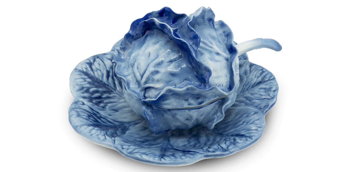Супница SOUP BOWL CABBAGE W/PLATE D20 Blue - фото