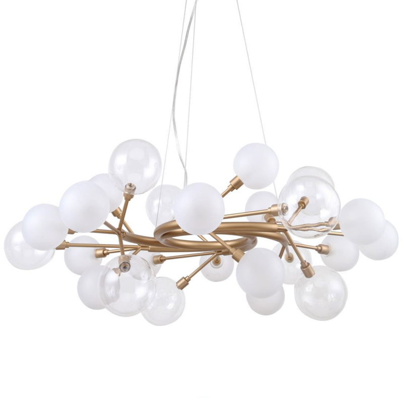 Люстра Berries Chandelier White 85 матовое золото Прозрачный Прозрачный белый Люстра Berries Chandelier White 85 матовое золото Прозрачный Прозрачный белый во Владивостоке | Loft Concept
