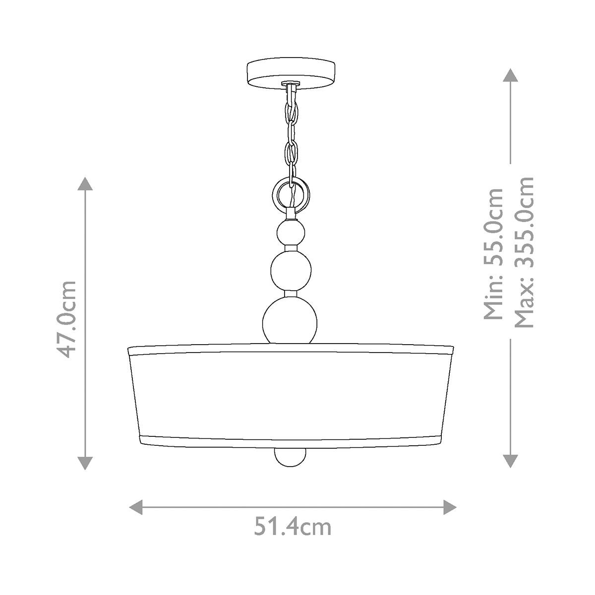Люстра подвесная с белым тканевым цилиндрическим абажуром и декоративными шарами Hinkley во Владивостоке
