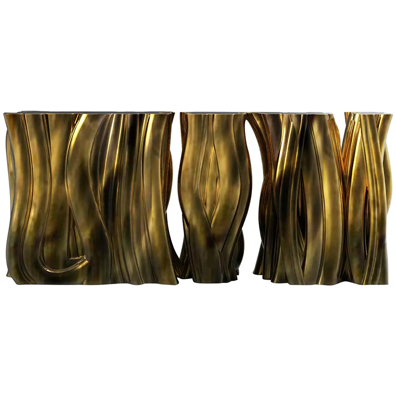 Консоль Модульная Monochrome Console Gold in Molded Fiberglass Золотой во Владивостоке | Loft Concept 
