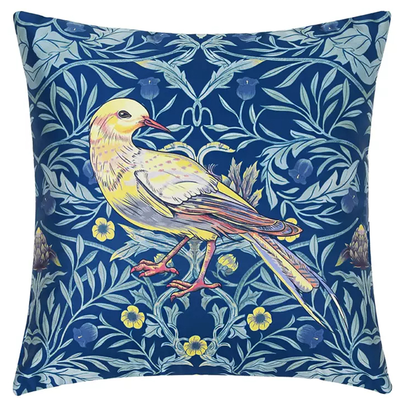 Декоративная подушка Bird and Flower Pattern Cushion Синий Мульти Декоративная подушка Bird and Flower Pattern Cushion Синий Мульти во Владивостоке | Loft Concept