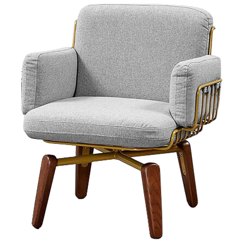 Кресло Frankie Armchair Светло-серый Коричневый Бронза Кресло Frankie Armchair Светло-серый Коричневый Бронза во Владивостоке | Loft Concept