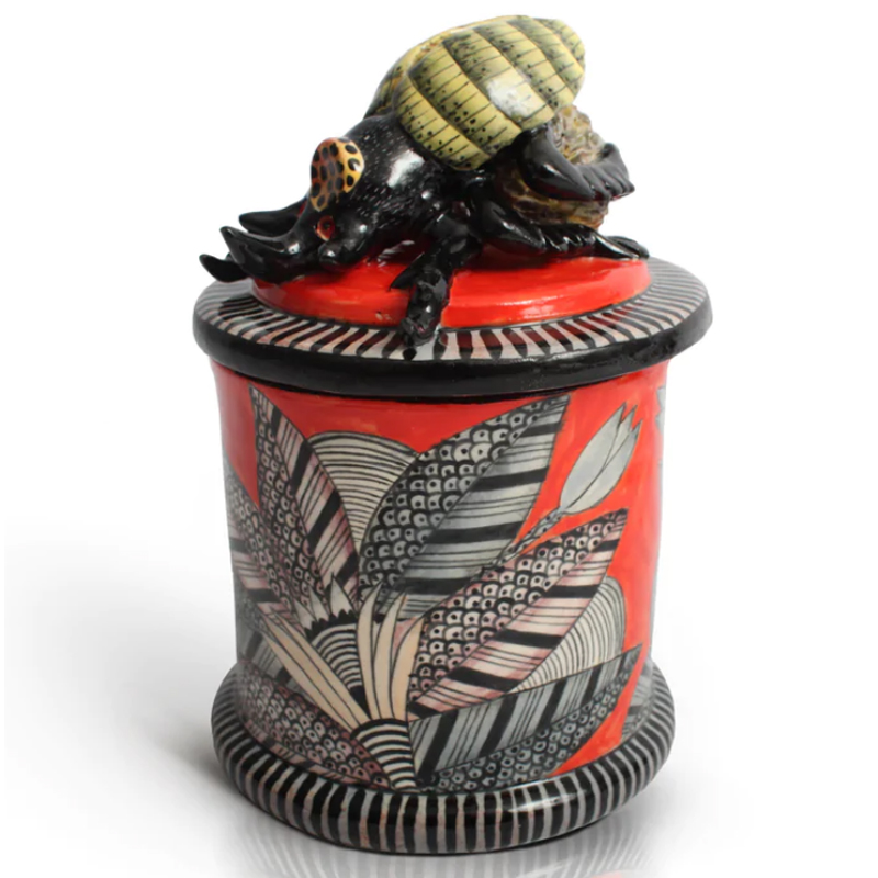 Сосуд с Крышкой красный Dung Beetle Candle Of Hope Красный Серый во Владивостоке | Loft Concept 