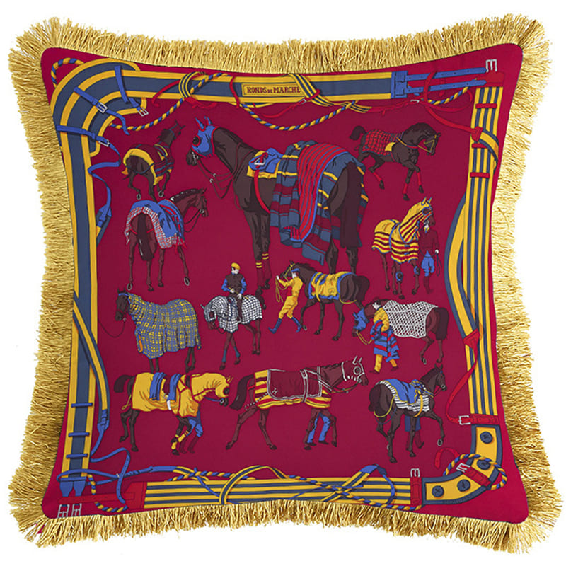 Декоративная подушка Hermes Horses Red 134 Красный Мульти Золотой Декоративная подушка Hermes Horses Red 134 Красный Мульти Золотой во Владивостоке | Loft Concept
