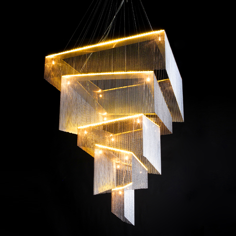 Люстра Золотые цепочки Willowlamp Geometric Storm Gold Золотой во Владивостоке | Loft Concept 