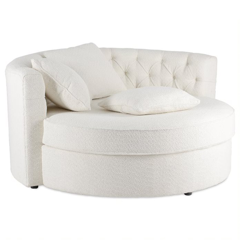 Кушетка круглая с обивкой из ткани букле Milky Boucle Chair Белая Молочный Кушетка круглая с обивкой из ткани букле Milky Boucle Chair Белая Молочный во Владивостоке | Loft Concept