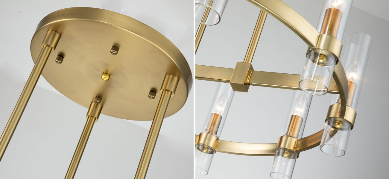 Люстра цвета матового золота с прозрачными плафонами Giostra D70 см - фото