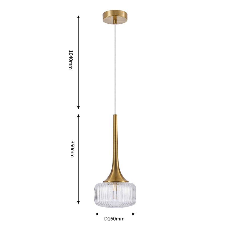 Подвесной светильник Blown Glass с прозрачным рельефным плафоном Подвесной светильник Blown Glass с прозрачным рельефным плафоном во Владивостоке