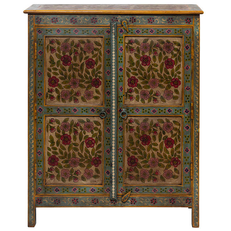 Деревянный комод с 2-мя дверцами ручная роспись Ophelia Flowers Chest of Drawers Бирюзовый Коричневый винтаж Бежевый Деревянный комод с 2-мя дверцами ручная роспись Ophelia Flowers Chest of Drawers Бирюзовый Коричневый винтаж Бежевый во Владивостоке | Loft Concept