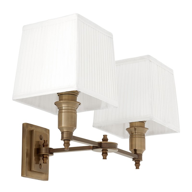 Бра Wall Lamp Lexington Double Brass+White Латунь Античная полированная Белый Бра Wall Lamp Lexington Double Brass+White Латунь Античная полированная Белый во Владивостоке | Loft Concept