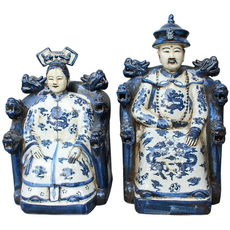 Комплект из двух статуэток Emperor and Empress Белый Синий Комплект из двух статуэток Emperor and Empress Белый Синий во Владивостоке | Loft Concept