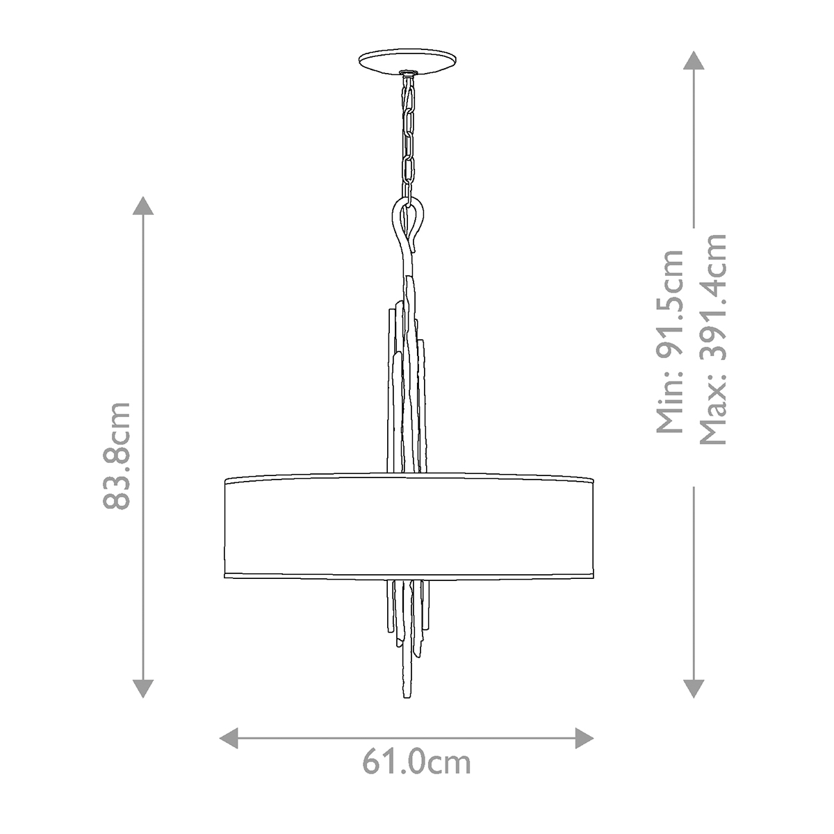 Люстра подвесная с широким белым текстильным абажуром и вертикальными декоративными элементами Hinkley во Владивостоке