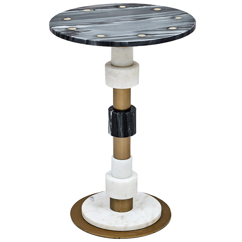 Приставной стол Aegina Side Table Черно-белый Белый Латунь Приставной стол Aegina Side Table Черно-белый Белый Латунь во Владивостоке | Loft Concept