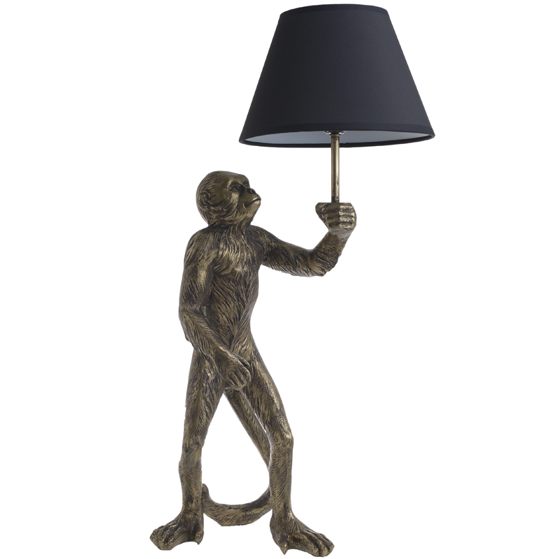 Настольная лампа Monkey with Black Lampshade Золотой Черный Настольная лампа Monkey with Black Lampshade Золотой Черный во Владивостоке | Loft Concept