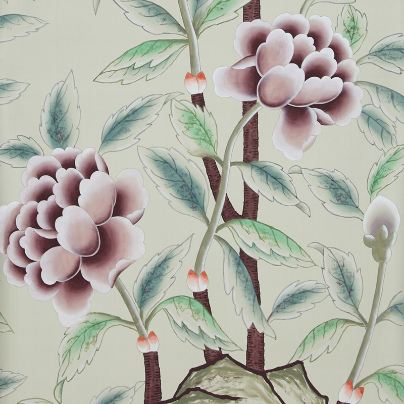 Обои ручная роспись Korean Peony Special Colourway on Icefield dyed silk Обои ручная роспись Korean Peony Special Colourway on Icefield dyed silk во Владивостоке | Loft Concept