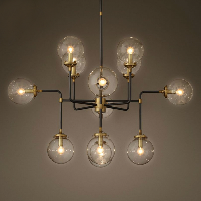 Люстра Bistro Globe Clear Glass Chandelier 12 Черный Люстра Bistro Globe Clear Glass Chandelier 12 Черный во Владивостоке | Loft Concept