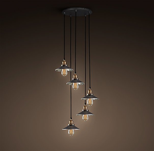 Люстра Loft Cone Pendant Reflector 5 Черный во Владивостоке | Loft Concept 